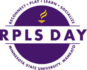RPLS Day logo with the words Reconnect, Play, Learn, Socialize Minnestota state University, Mankato