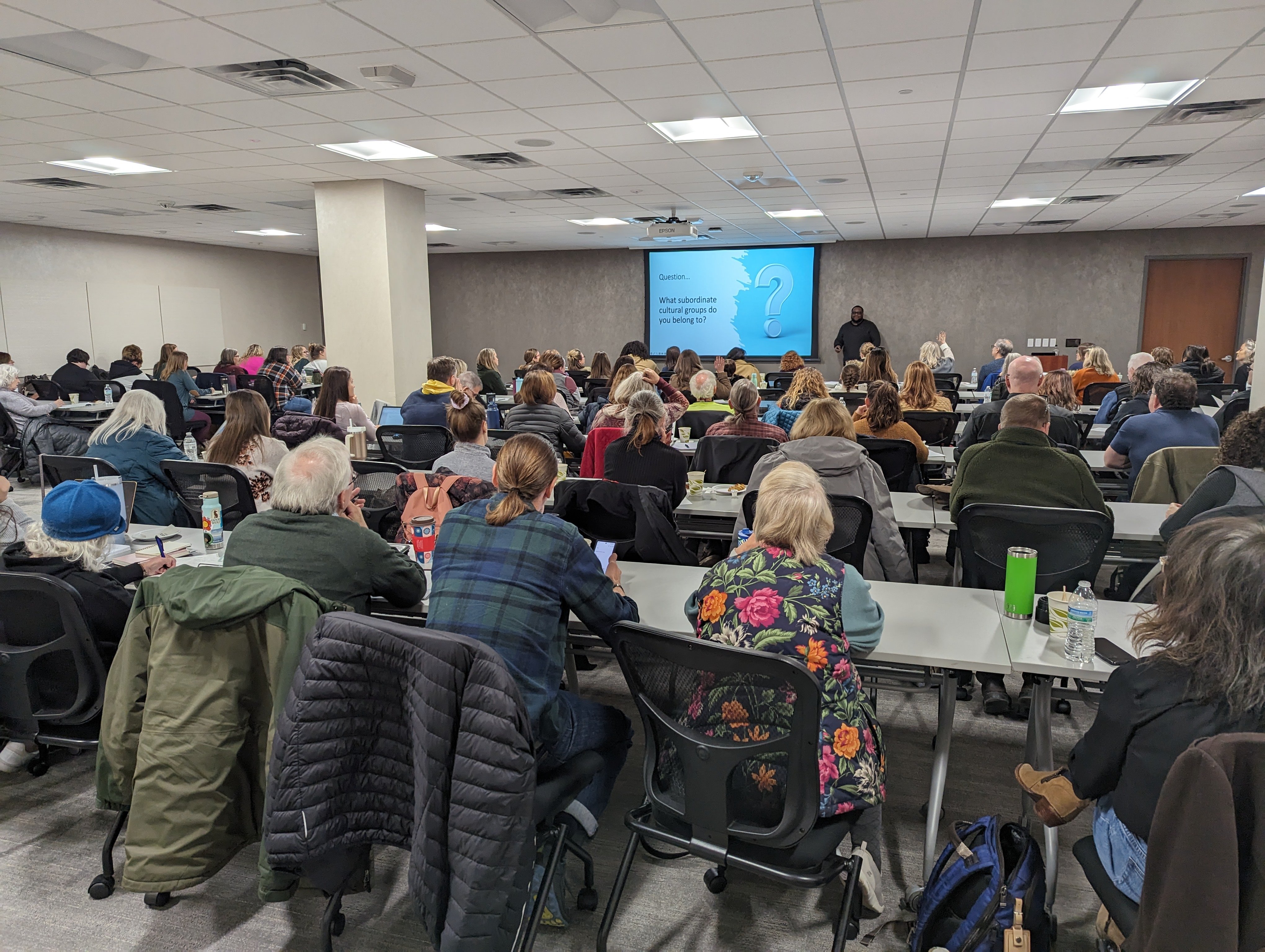 Classroom with speaker and audience 