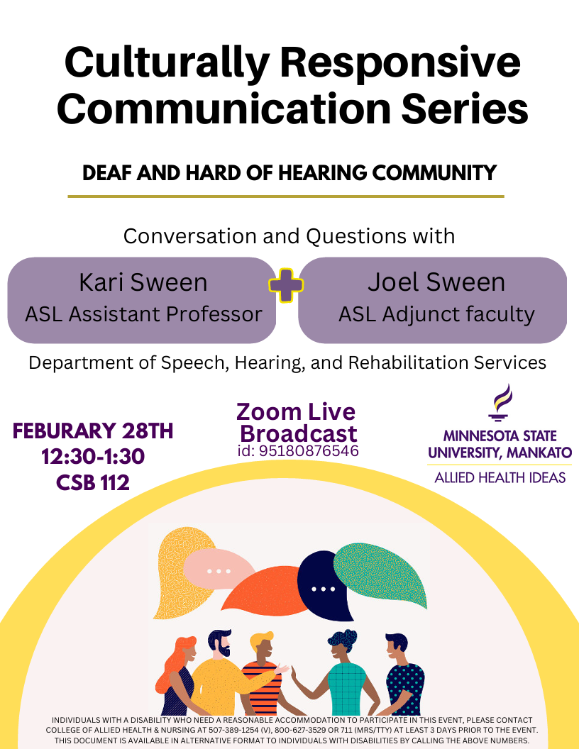 Culturally Responsive Communication Series Deaf and Hard of Hearing Community Seminar poster