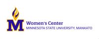The Women's Center wordmark with the Minnesota State University, Mankato logo