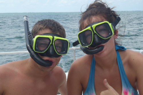 Students wearing snorkel gear