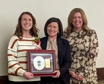 Student receiving an award