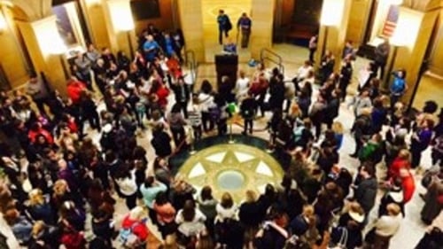 Students inside of the Minnesota State capital building