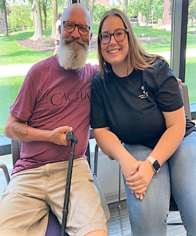 Minnesota State Mankato aphasia group participant with student.