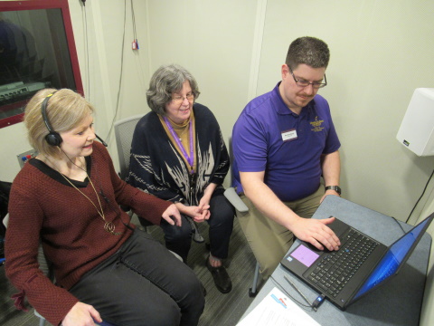 Students and faculty helping with a voice banking session
